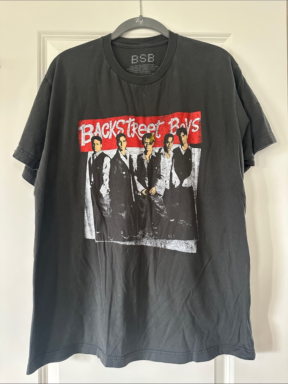 Back Street Boys Black Short Sleeve Tee with Red & White Graphic